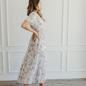MikaRose Maxi Floral Dress in Cream and Purple